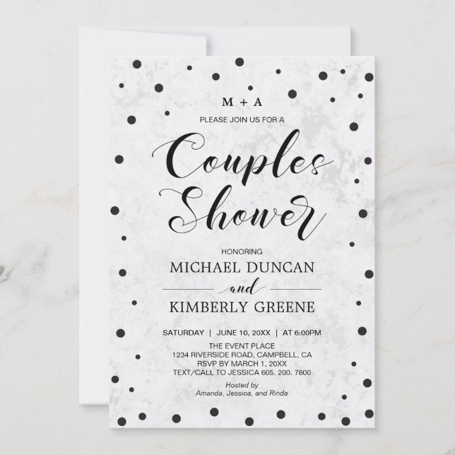Invitation Marbre & pois | Réception de mariage pour couples  (Devant)