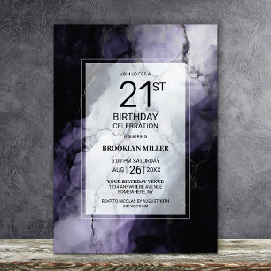 Invitation Marbre pourpre 21e fête d'anniversaire