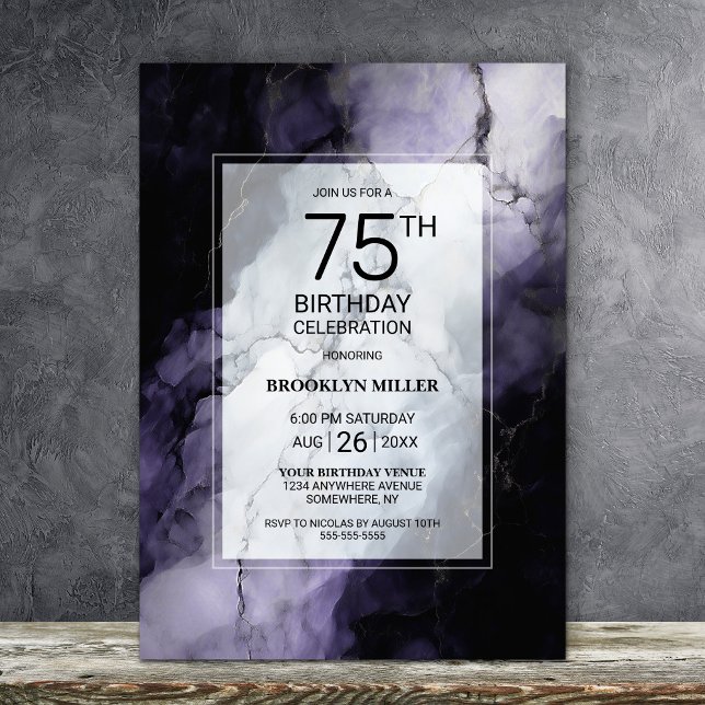 Invitation Marbre pourpre 75e fête d'anniversaire (Créateur téléchargé)