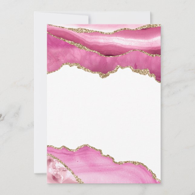 Invitation Marbre Rose Agate Élégante Pierre Précieuse Paille (Devant)
