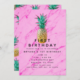 Invitation Marbre rose d'ananas tropical