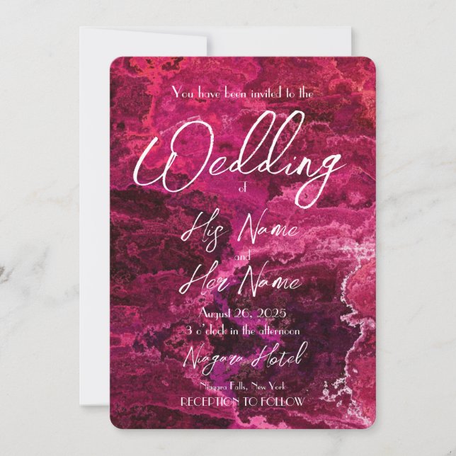 Invitation Marbre rose foncé - Créez votre propre Mariage (Devant)