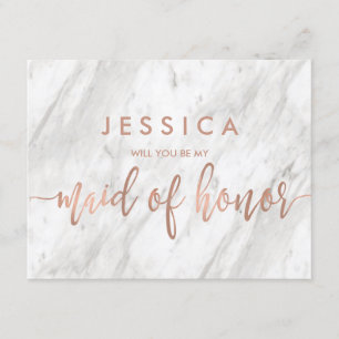 Invitation Marbre & Rose Gold Serez-vous ma femme d'honneur