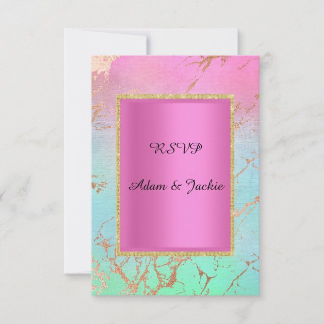 Invitation Marbre rose or pastel ELEGANT CLASSY rsvp (Devant)