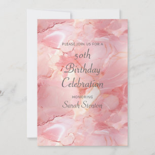 Invitation Marbre Rose Pink 50e Anniversaire