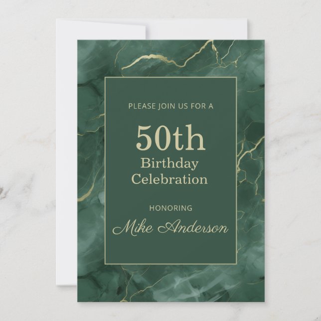 Invitation Marbre sarcelle 50e anniversaire (Devant)