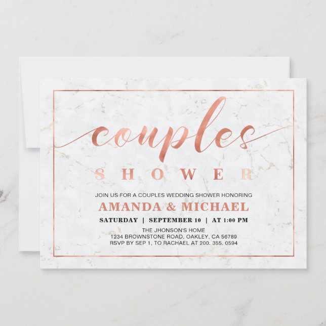 Invitation Marbre | Simple Mariage Moderne des Couples (Devant)