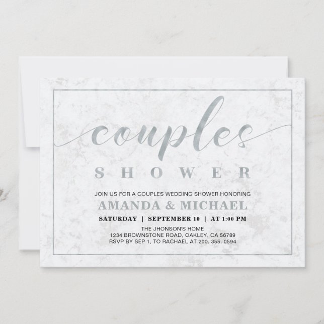Invitation Marbre | Simple Mariage Moderne des Couples Shower (Devant)