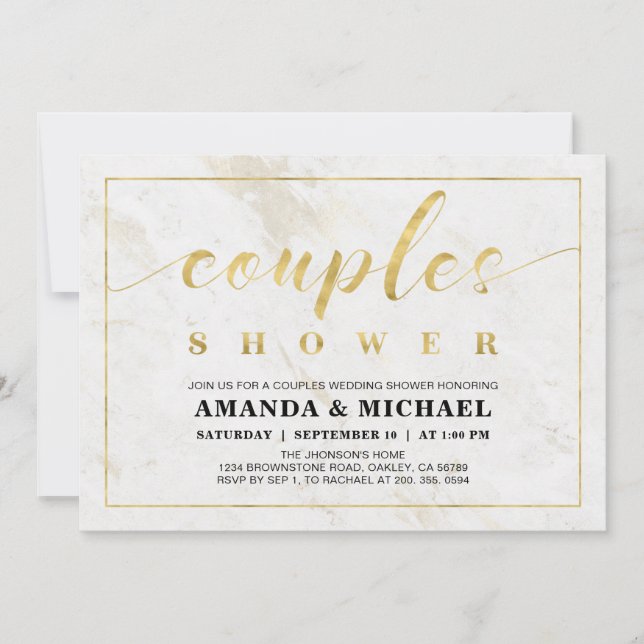 Invitation Marbre | Simple Mariage Moderne des Couples Shower (Devant)