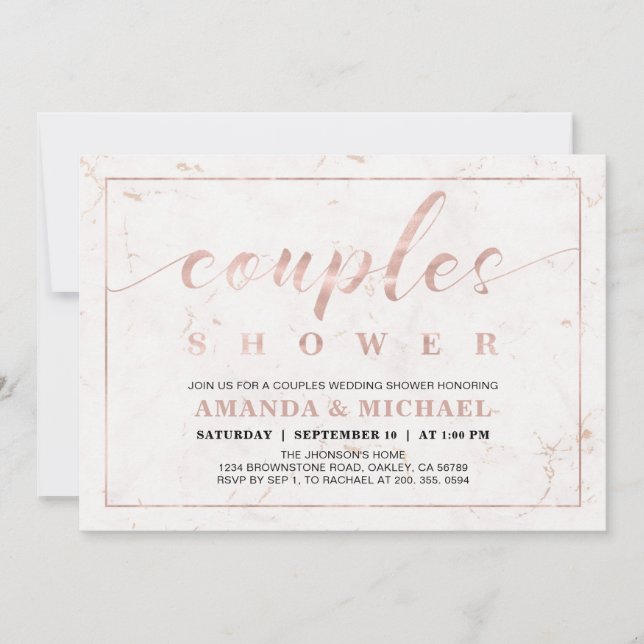 Invitation Marbre | Simple moderne Wedding shower Couples (Devant)