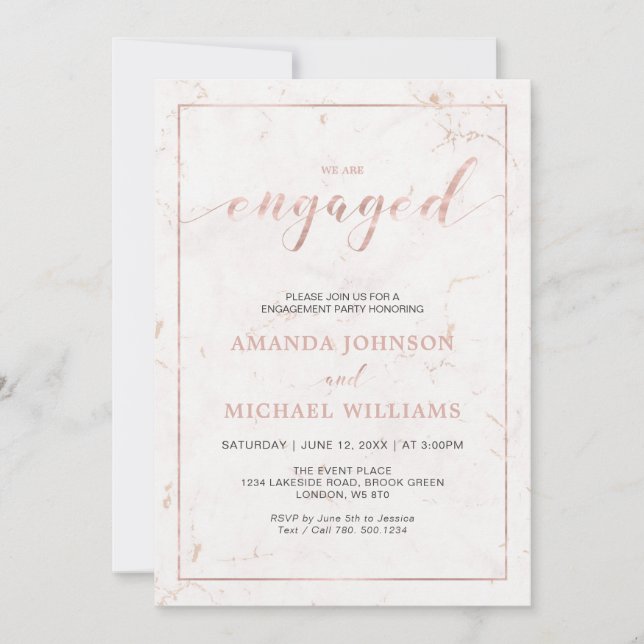 Invitation Marbre | Simple partie d'engagement en typographie (Devant)