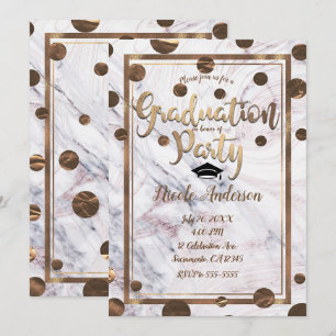 Invitation Marbre Tourbillonnant Rose Gold Bronze Cuivre Dipl
