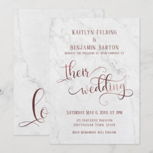 Invitation Marbre, Typographie élégante Rose Gold pour leur m