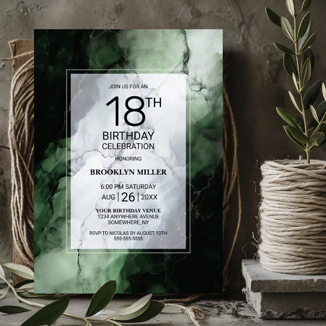 Invitation Marbre vert 18ème anniversaire (Créateur téléchargé)