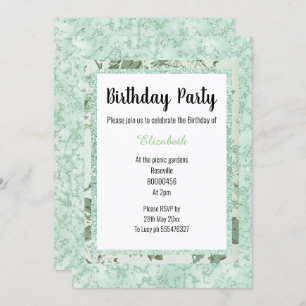 Invitation Marbre vert Mint Parties scintillant Florale Anniv