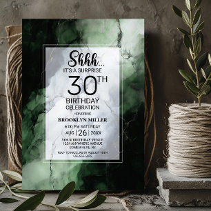 Invitation Marbre vert Surprise 30ème anniversaire