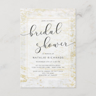 Invitation Marbres Modernes en Blanc avec Lavage de Mariage e