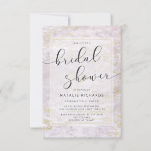 Invitation Marbres Modernes en Violet avec Lavis de Mariée en
