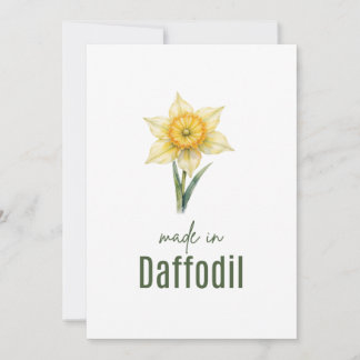 Invitation March Daffodil Birth Flower card Watercolor
