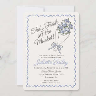 Invitation Marché aux fleurs bleues Floral Douche nuptiale in
