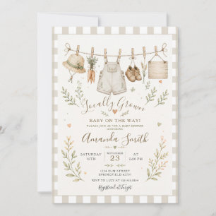 Invitation Marché Boho Bébé Né Local Gingham Shower Bébé