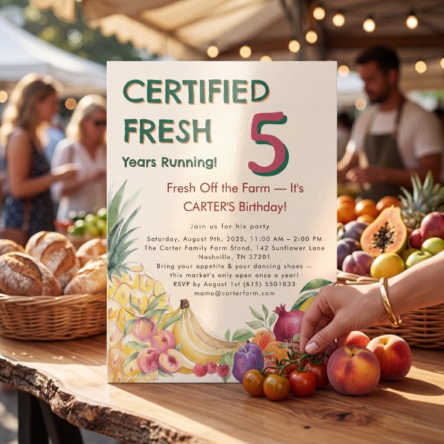 Invitation Marché de fermier pour le 5e anniversaire Fresh Of (Créateur téléchargé)