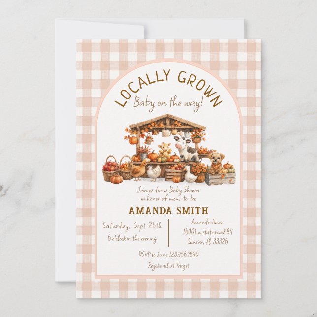 Invitation Marché de la ferme locale Baby Shower (Devant)