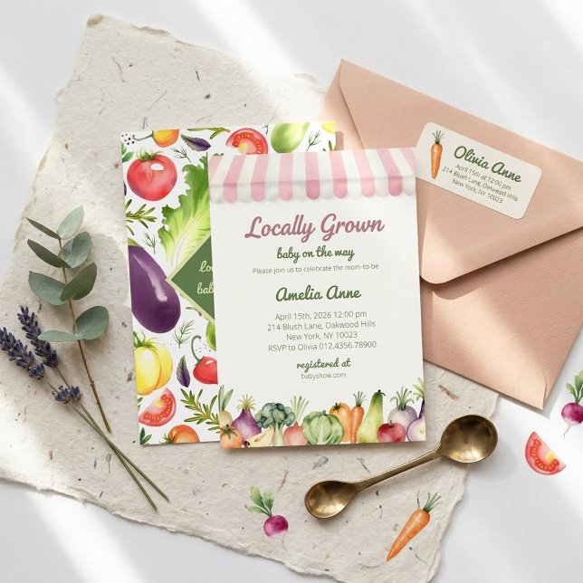 Invitation Marché de producteurs de fruits et légumes cultivé (Créateur téléchargé)