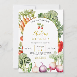 Invitation Marché de producteurs de légumes Anniversaire Brun