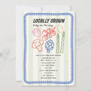Invitation Marché de producteurs locaux Baby Shower Blue Boy