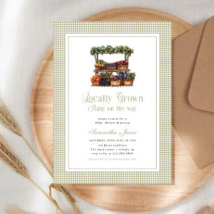 Invitation Marché de Producteurs Locaux Gingham Baby Shower
