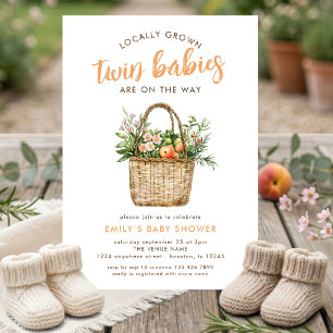 Invitation Marché de producteurs locaux pour jumeaux Baby Sho