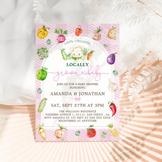 Invitation Marché de producteurs roses pour Baby Shower de pr (Créateur téléchargé)