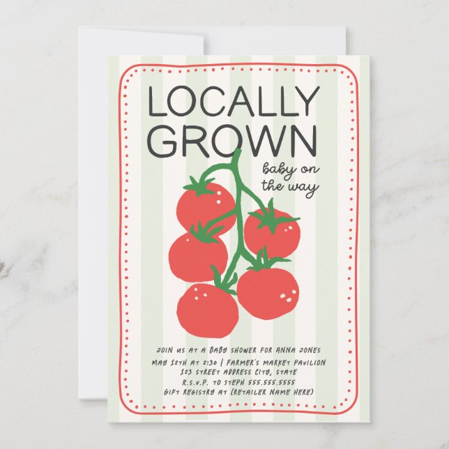Invitation Marché de Tomates Local Baby Shower Neutre (Devant)