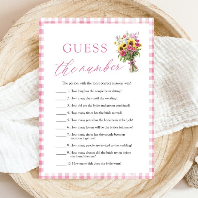 Invitation Marché des agriculteurs roses Devinez le nombre Ba (Pink Farmers Market Guess the Number Bridal Shower  Game)