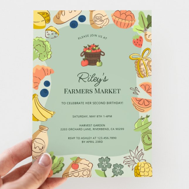 Invitation Marché des agriculteurs verts Fête d'anniversaire  (Créateur téléchargé)