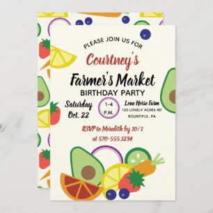 Invitation Marché des fermiers Fruits de fête d'anniversaire 