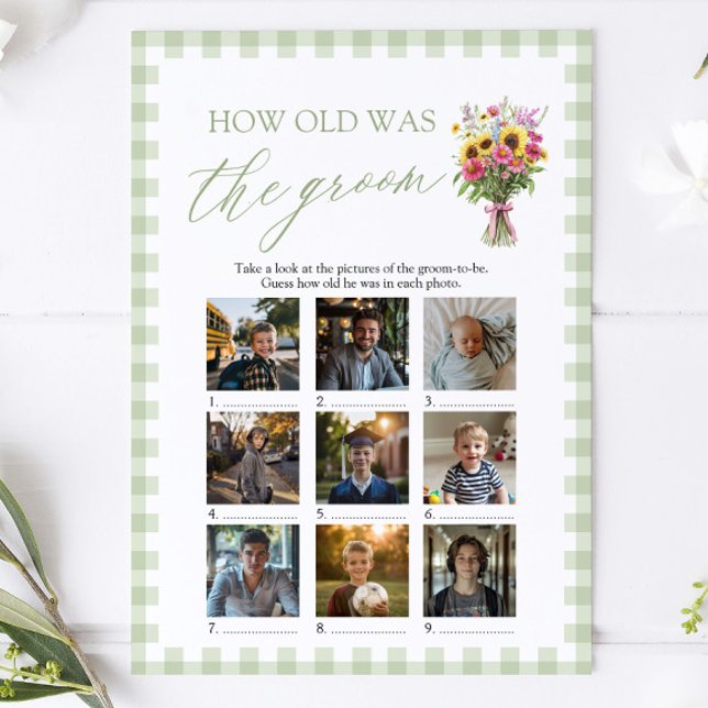 Invitation Marché des Fermiers Verts Quel âge avait le marié  (Sage Green Farmers Market How Old Was The Groom Game)