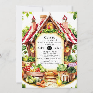 Invitation Marché des petits fermiers Légume Anniversaire