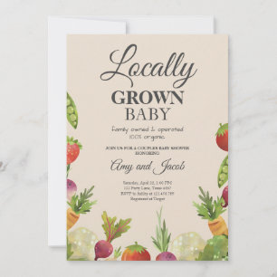 Invitation Marché fermier Baby Shower Rustique Pastel