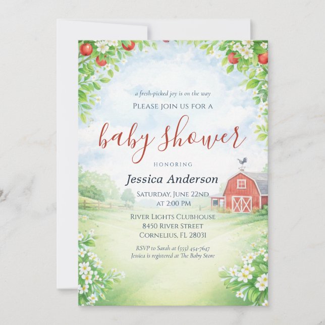 Invitation Marché fermier rustique Baby Shower Gingham  (Devant)
