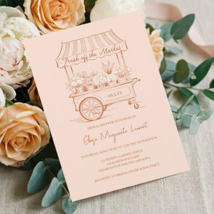 Invitation Marché Fleuriste Floral Cart Fête de Mariée