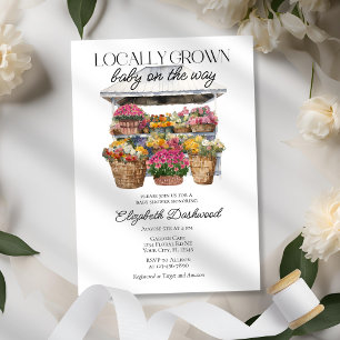 Invitation Marché Floral Cultivé Localement Boutique Baby sho