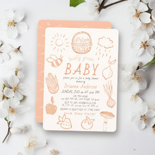 Invitation Marché Local de Croissance Fille Baby Shower Doodl