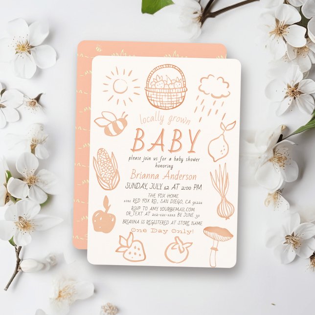 Invitation Marché Local de Croissance Fille Baby Shower Doodl (Créateur téléchargé)