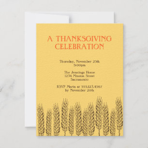 Invitation Marches de blés champ jaune naturel Thanksgiving