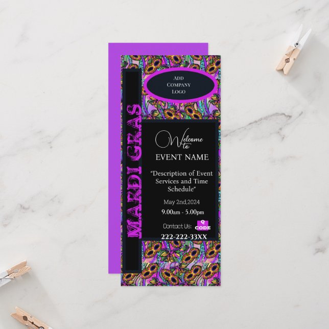 INVITATION MARDI GRAS (Devant/Arrière en situation)