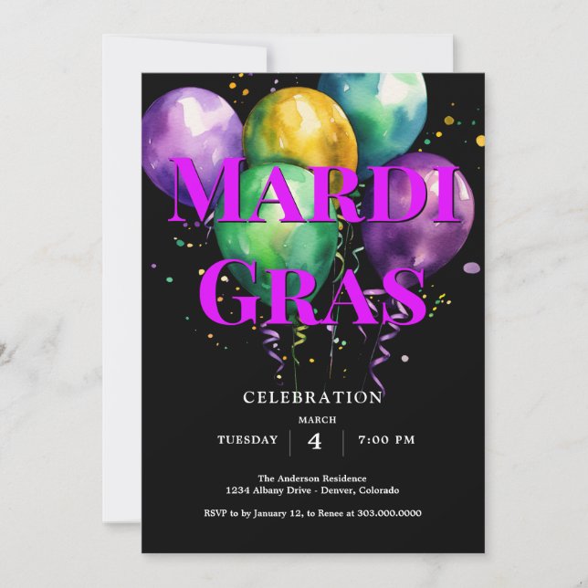 Invitation Mardi Gras (Devant)