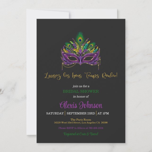Invitation Mardi Gras Douche nuptiale (Devant)