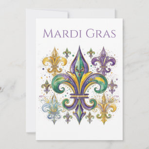 Invitation Mardi Gras élégant à l'aquarelle 